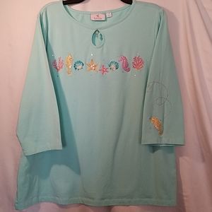 Quacker Factory Beautiful Sealife Top 1X